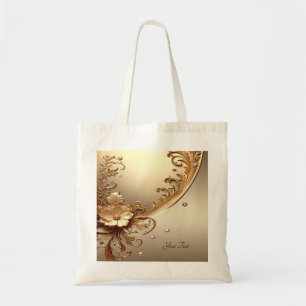Bolsa de mão floral ornamentada dourada