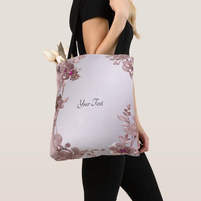 Bolsa de mão floral ornamentada rosa (Close Up)