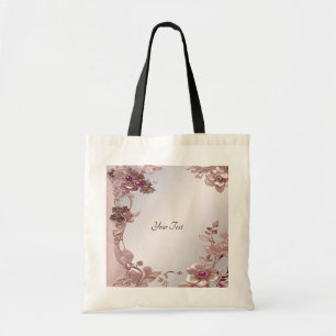 Bolsa de mão floral ornamentada rosa