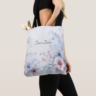Bolsa de mão floral rosa azul aquarela