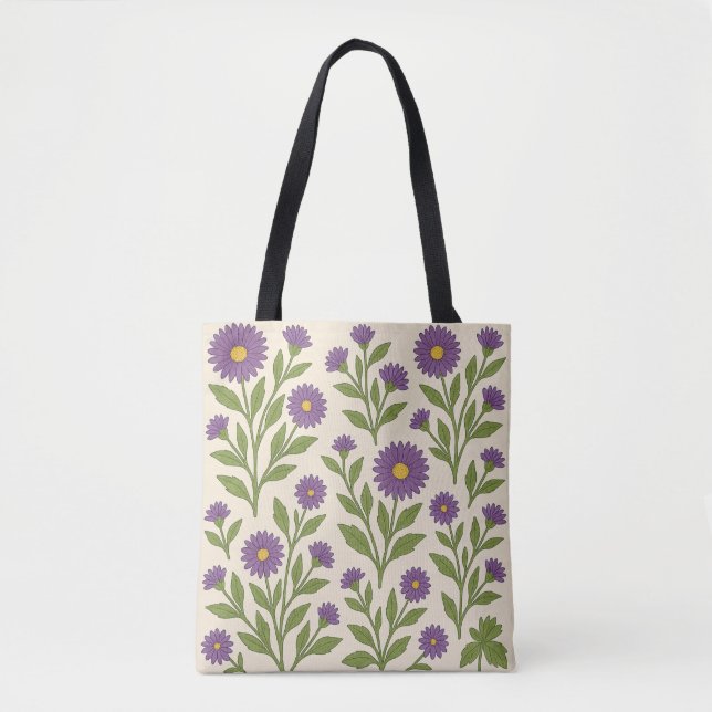 Bolsa de mão flores Bege e Roxo (Frente)