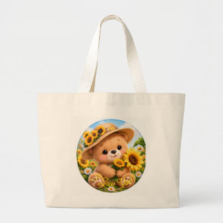 Bolsa de mão grande Urso de Pelúcia Girassol Ama V