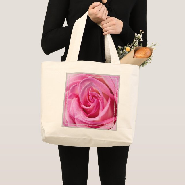 Bolsa de mão HAMbWG - Rosa - Flor de Rosa (Frente (produto))