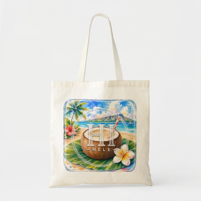 Bolsa de mão HIMELE Hawaiian Tote Bag Coco  (Frente)