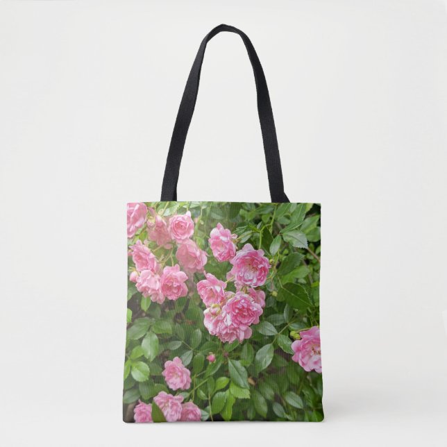 Bolsa de mão Jardim de Flores Rosa (Frente)