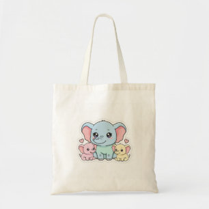 Bolsa de mão Mãe e Filhotes de Elefante Fofos