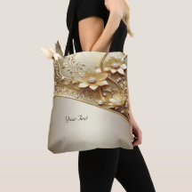 Bolsa de mão moderna ornamentada com flores em dou
