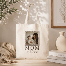 Bolsa de mão moderna personalizada com foto da mam