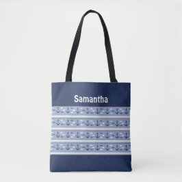 Bolsa de mão monograma âncoras azul naval branco e