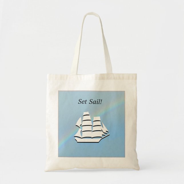 Bolsa de mão - Navio alto com Arco-íris (Frente)