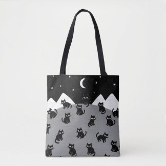 Bolsa de mão noturna de gato preto caprichoso