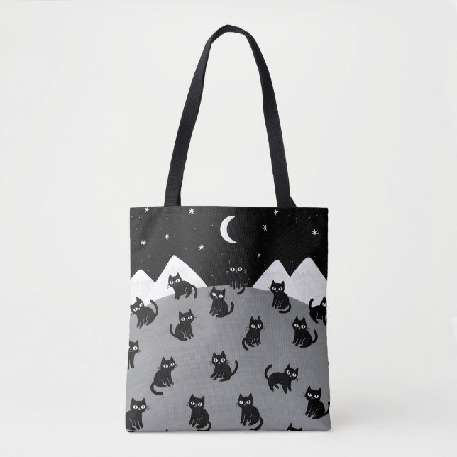 Bolsa de mão noturna de gato preto caprichoso (Frente)