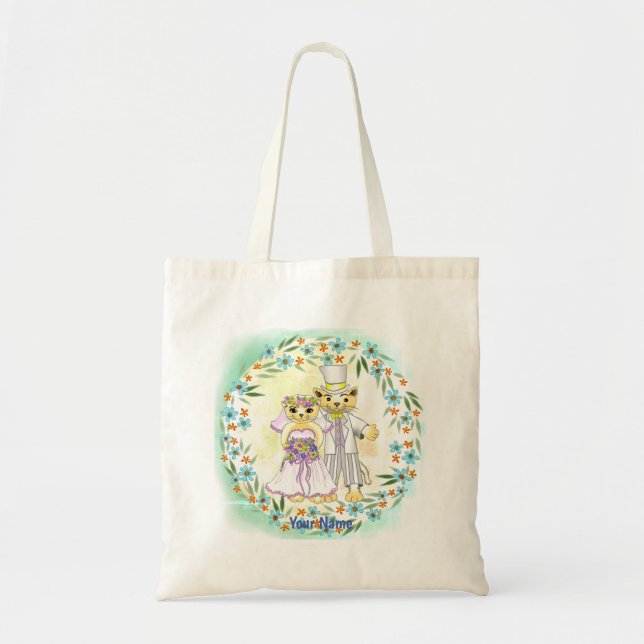 Bolsa de mão para casamento de Noiva e Noivo Gatos (Frente)