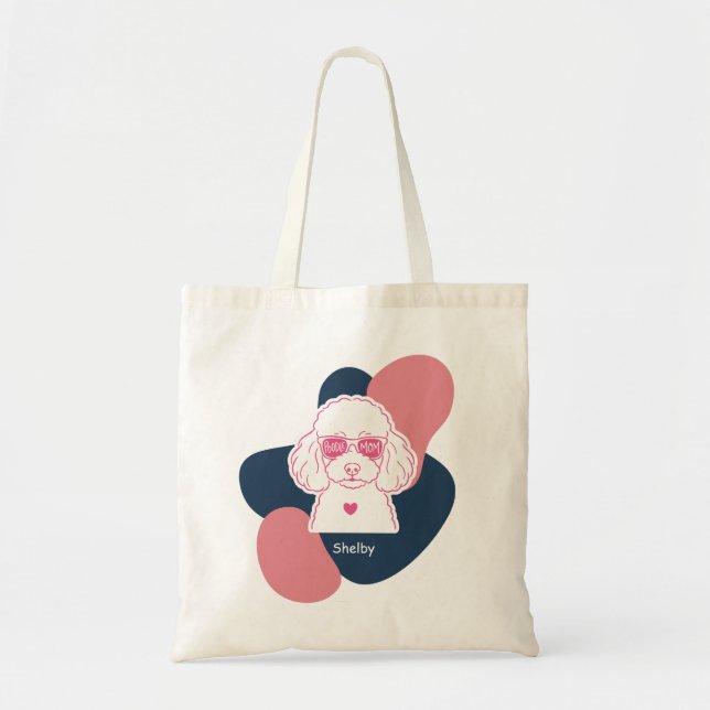 Bolsa de mão Pastel Poodle Mom com nome personaliz (Frente)
