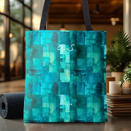 Bolsa de Mão Personalizada Abstrata Teal Monocromá