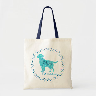 Bolsa de mão personalizada azul pastel do labrador