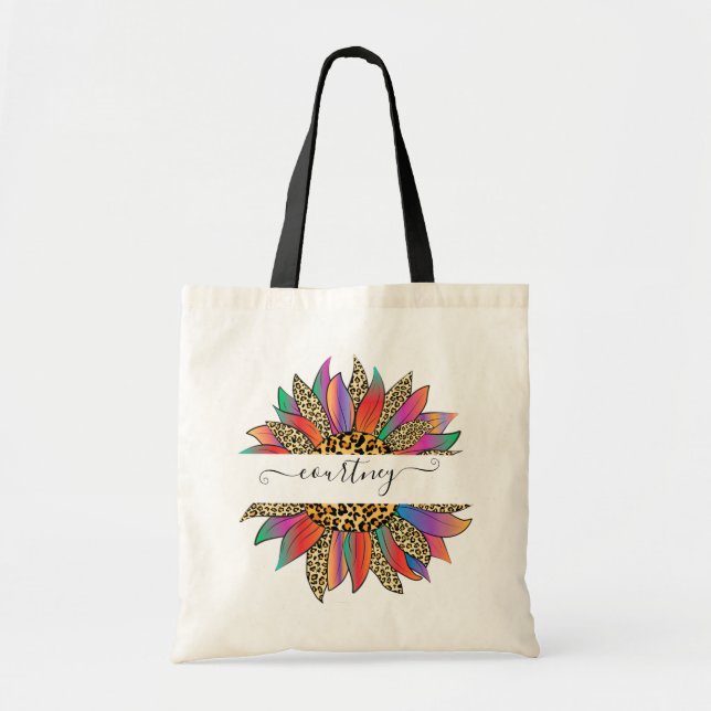 Bolsa de mão personalizada com estampa de arco-íri (Frente)