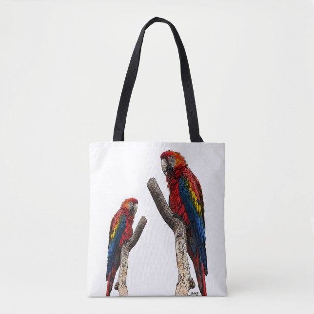 Bolsa de mão personalizada com estampa de papagaio (Frente)