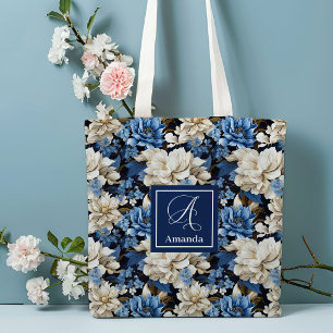 Bolsa de Mão Personalizada com Flores de Marfim Az