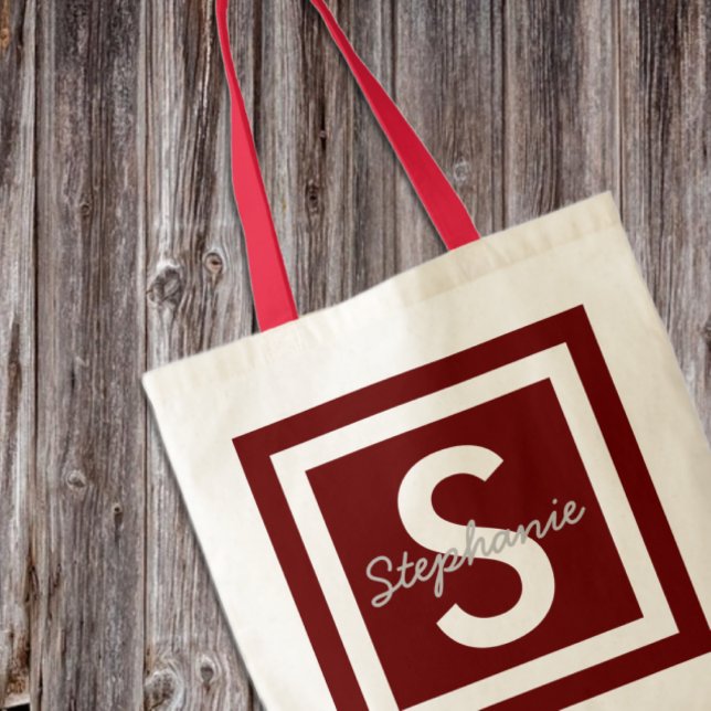 Bolsa de mão personalizada com monograma vermelho (Criador carregado)