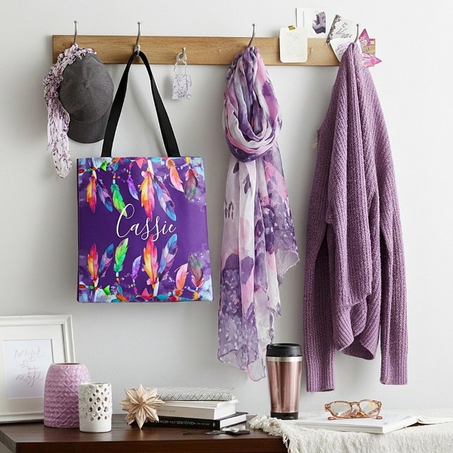 Bolsa de mão personalizada com penas Boho (Criador carregado)
