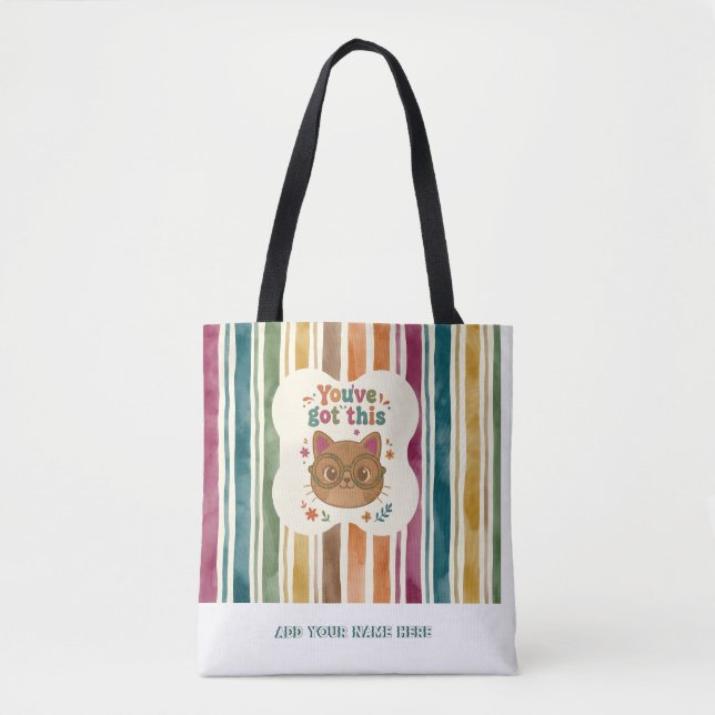 Bolsa de mão personalizada para gato | Livros esco (Frente)