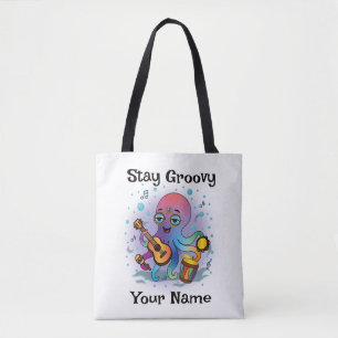 Bolsa de mão personalizada   Polvo retrô   Nome e 