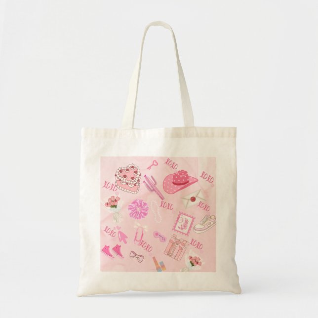 Bolsa de mão Pink Kawaii feminina. (Frente)