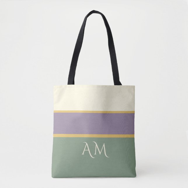 Bolsa de Mão Premium Listrada com Monograma Person (Frente)