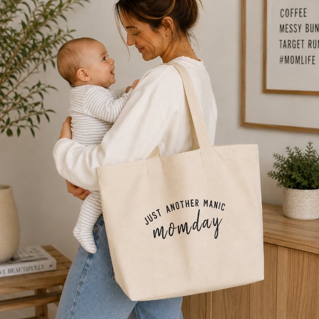Bolsa de mão | Presente de vida de mãe apenas mais (Funny mom life tote bag with Just Another Manic Monday slogan for errands and baby gear.)