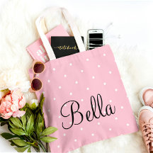 Bolsa de Mão Rosa com Bolinhas Personalizada