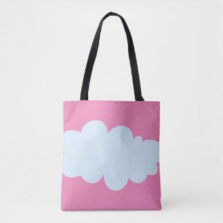 Bolsa de mão rosa com padrões de nuvens