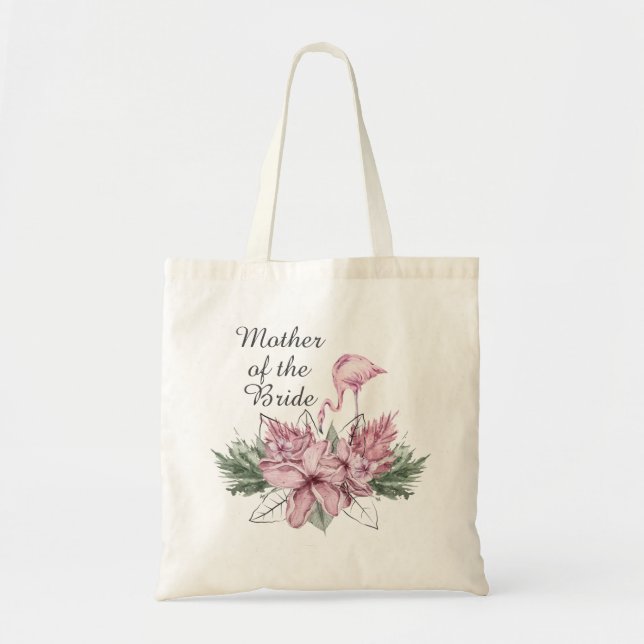 Bolsa de mão rosa floral de flamingo para a mãe da (Frente)