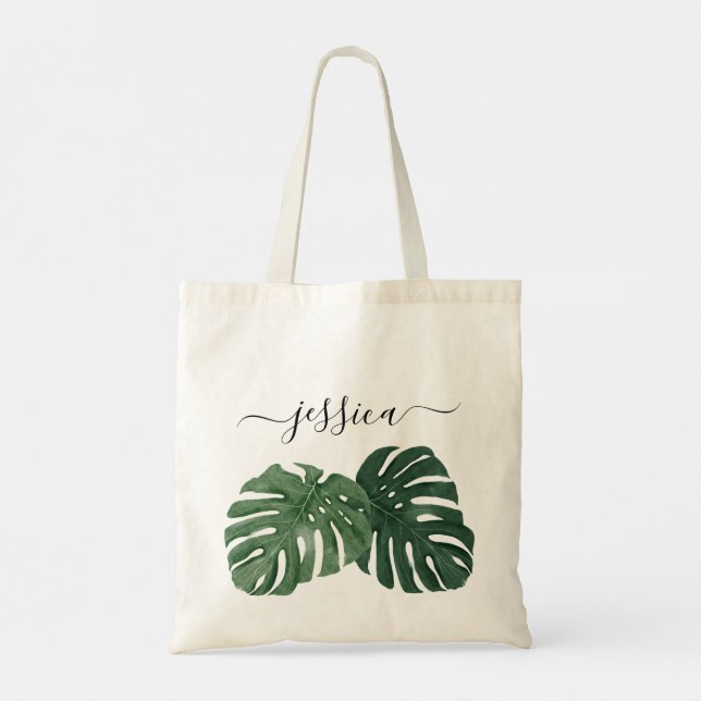 Bolsa de mão tropical elegante Monstera (Verso)