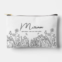 Bolsa de Maquiagem Floral Moderno com Letra Estilo