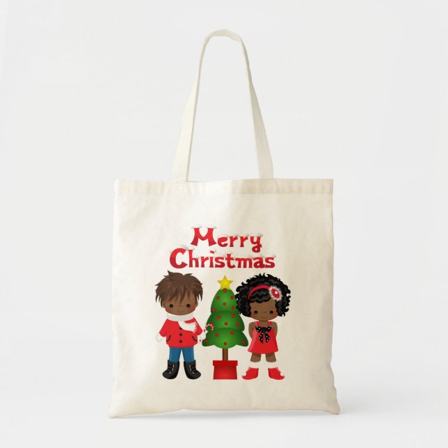 Bolsa de Natal com Crianças Africanas Americanas (Frente)