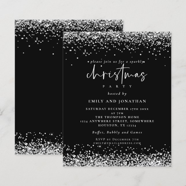 Bolsa de Natal de Silver de Orçamento Convite Pret (Frente/Verso)