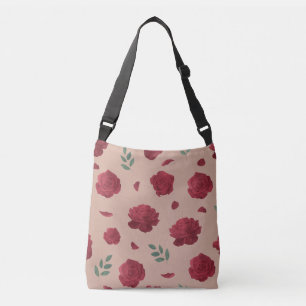 Bolsa de Ombro com Estampa de Rosas Bolsa Tote