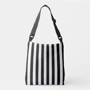 bolsa de ombro de striping branco e preto
