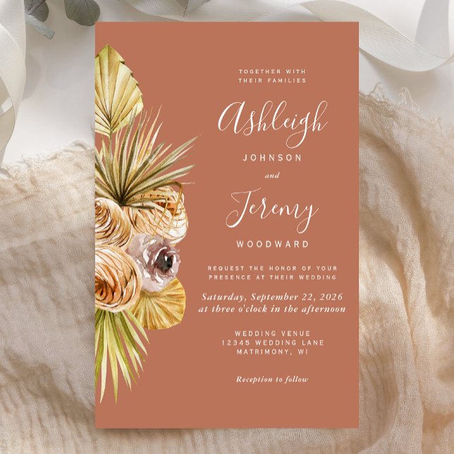 Bolsa de Orçamento Boho Floral Terracotta Convite  (Criador carregado)