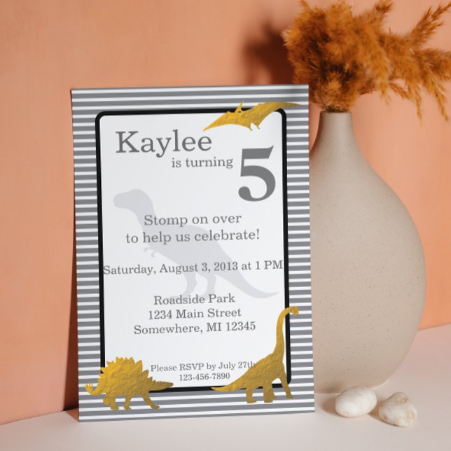 Bolsa de Ouro Dinossauro T-rex Convite de Aniversá (Criador carregado)