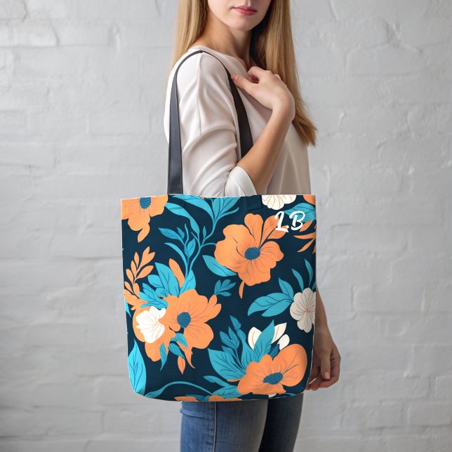 Bolsa de padrão de impressão floral com iniciais p (Criador carregado)