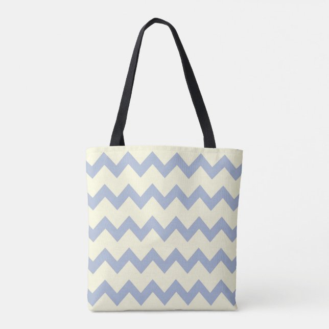 Bolsa de Praia de Chevron Azul e Branco (Verso)