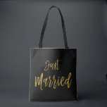 Bolsa de praia recem casados de Folha de Ouro<br><div class="desc">Recem casados Faux Gold Foil Typografia Bride Beach ou Destination Wedding Bolsa de praia.</div>