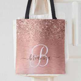 Bolsa de rosa de Monograma com Glitter de Metal Br