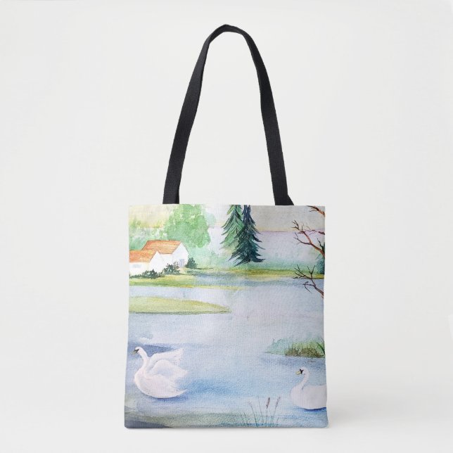 Bolsa de Swan Lake Watercolor (Frente)