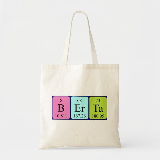 Bolsa de tote com nome de mesa periódica Berta (Frente)