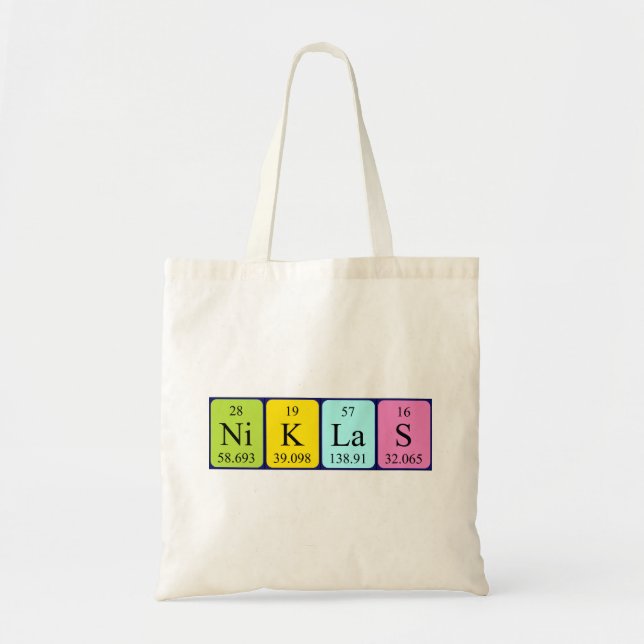 Bolsa de tote com nome de mesa periódica Niklas (Frente)