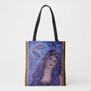 Bolsa de tote de arte de fantasia de sereia por Re