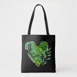 bolsa de tote de coração verde
